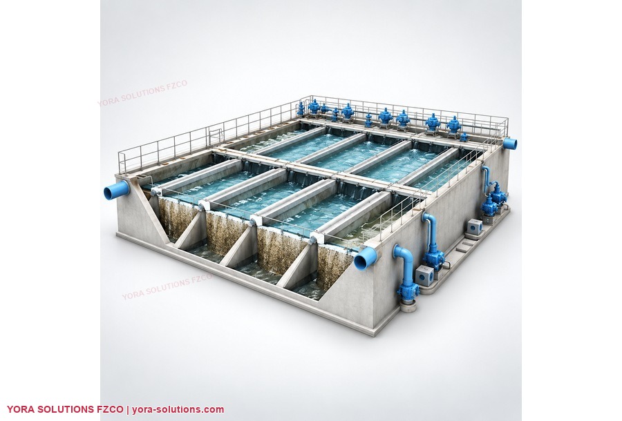 Open-channel filtration process module presented by YORA Solutions FZCO.