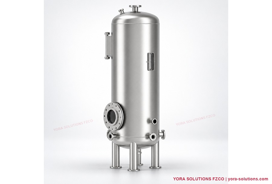 Vertical process filtration vessel with connections Vertical process filtration vessel with connections presented by YORA Solutions FZCO.