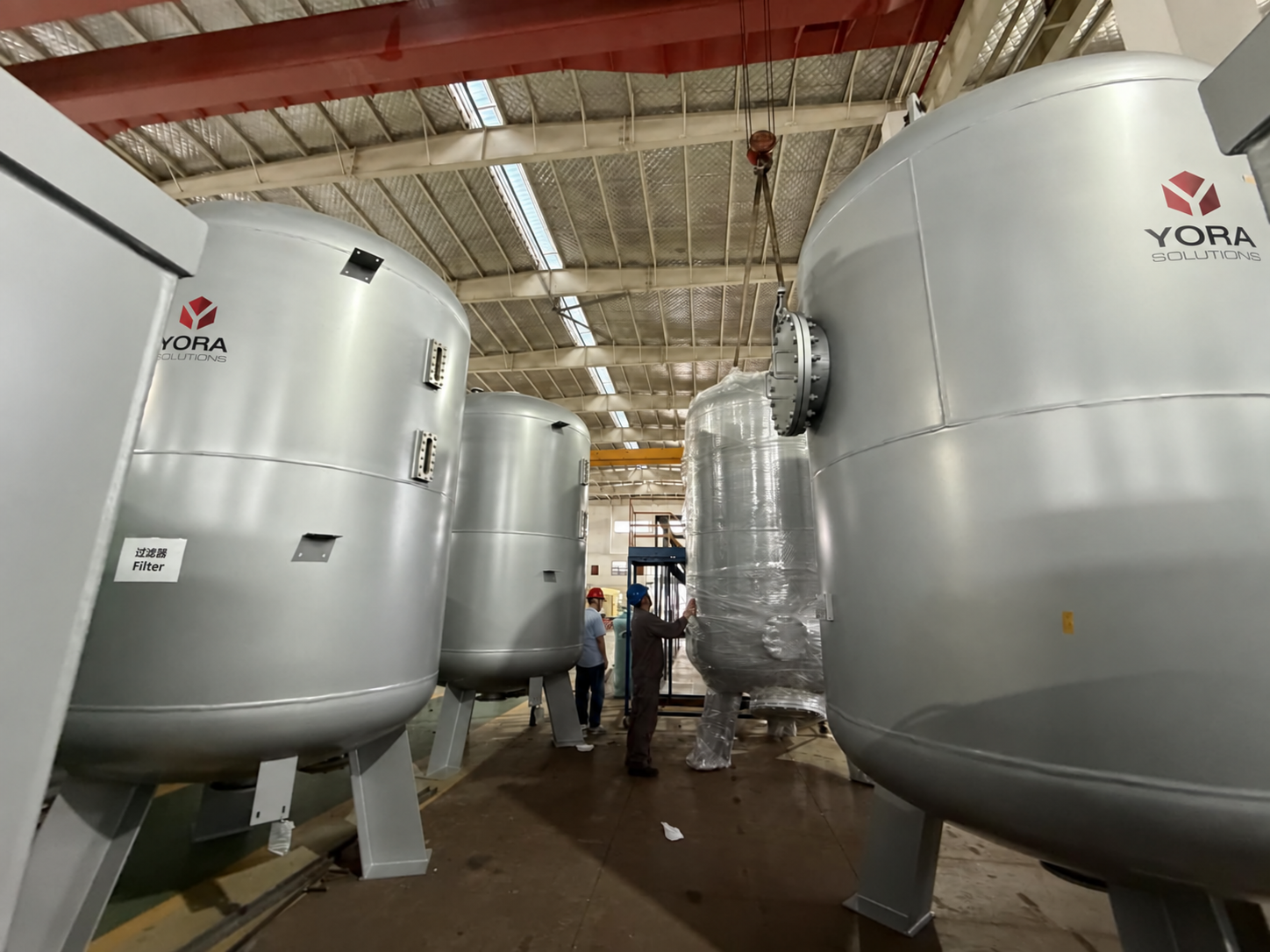 YORA-branded filtration vessels prepared for the Abu Dhabi Duck Pond project