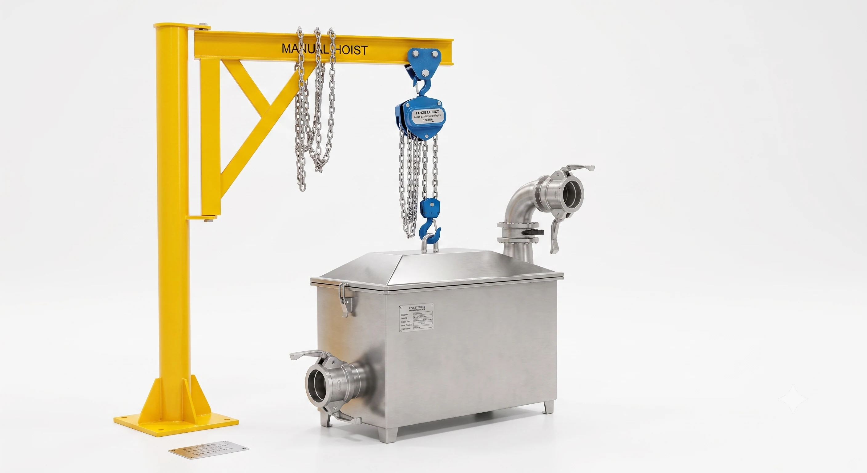 Representative SRS sewage acceptance unit with optional manual lifting assistance